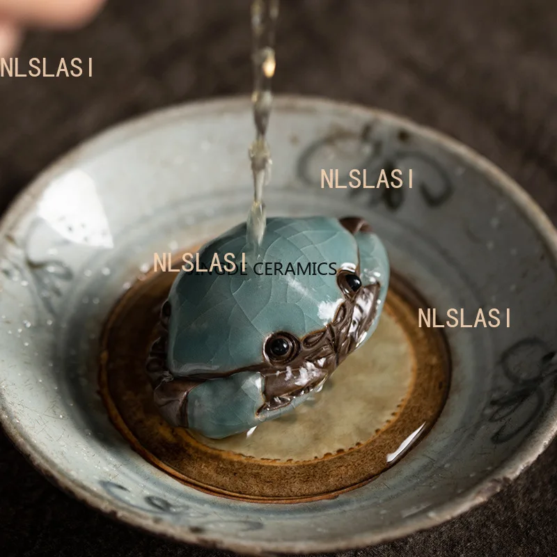Cracked Glaze Crab Play Handmade Kongfu TeaPet Decoration Tea Table Tea Ceremony Accessories Tea Pet Furniture For Display