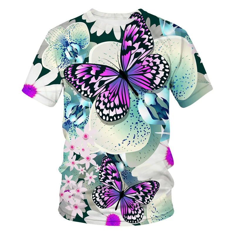 Summer New Casual Streetwear Fashion T-shirt Men's Short-sleeved Loose T-shirt Butterfly 3D Printing Slim Round Neck T-shirt oversized t shirt men T-Shirts