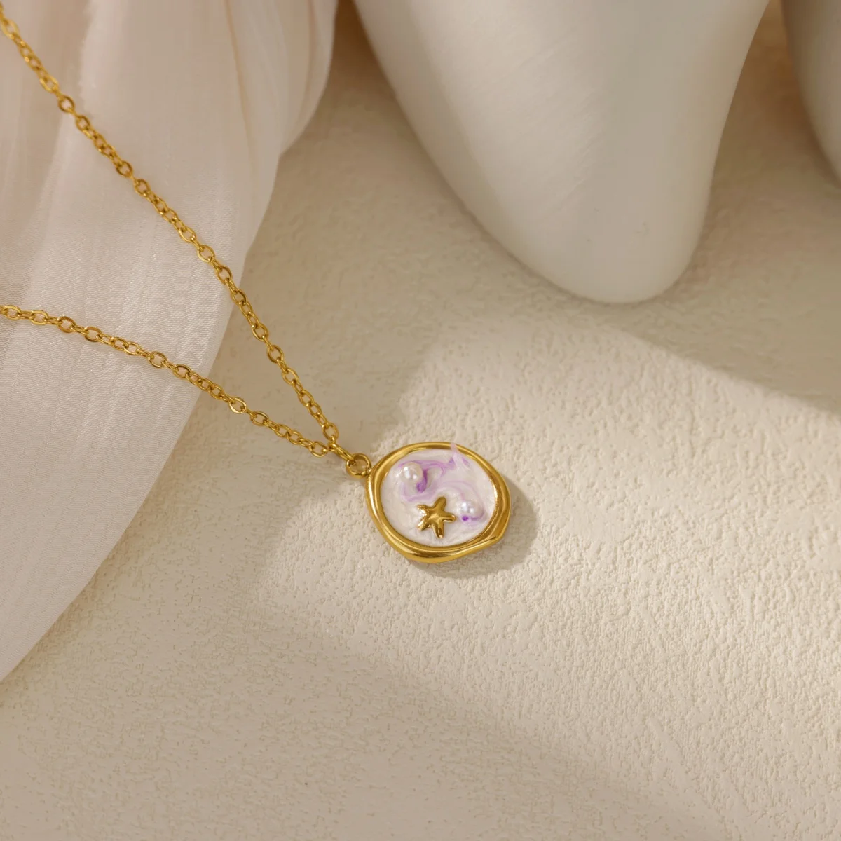 Starfish Round Stainless Steel Necklace For Women
