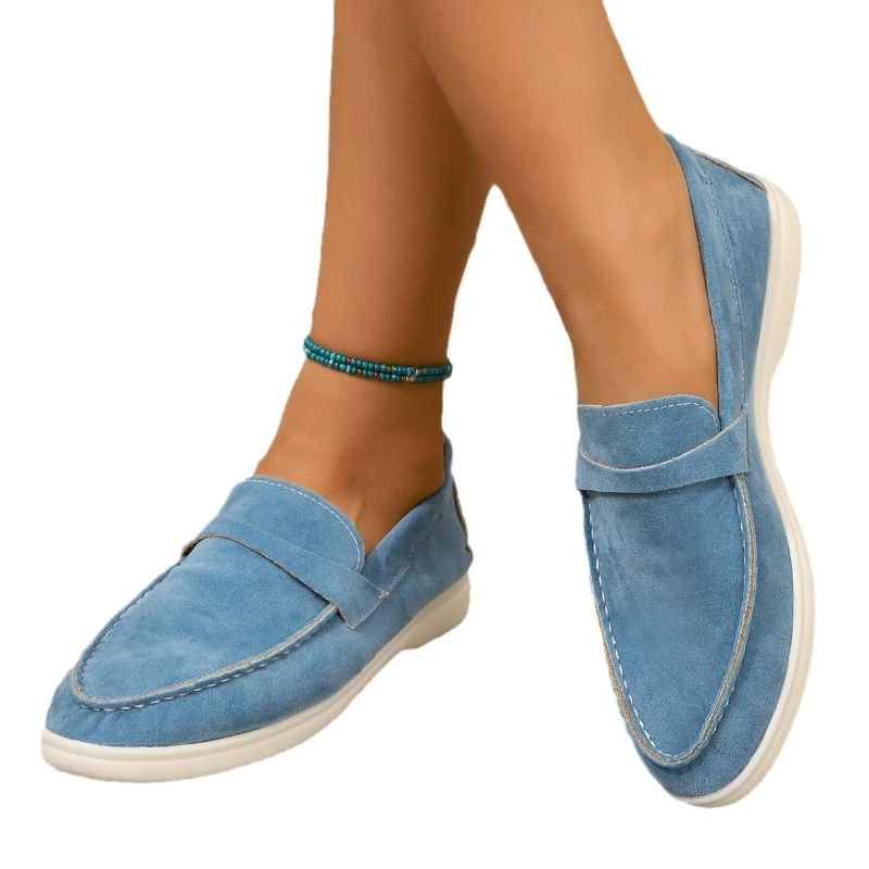 New 2024 summer Women's British Fashion Solid Color Suede Canvas  Lightweight  Flat Shoes Outdoor Comfortable Casual Shoes