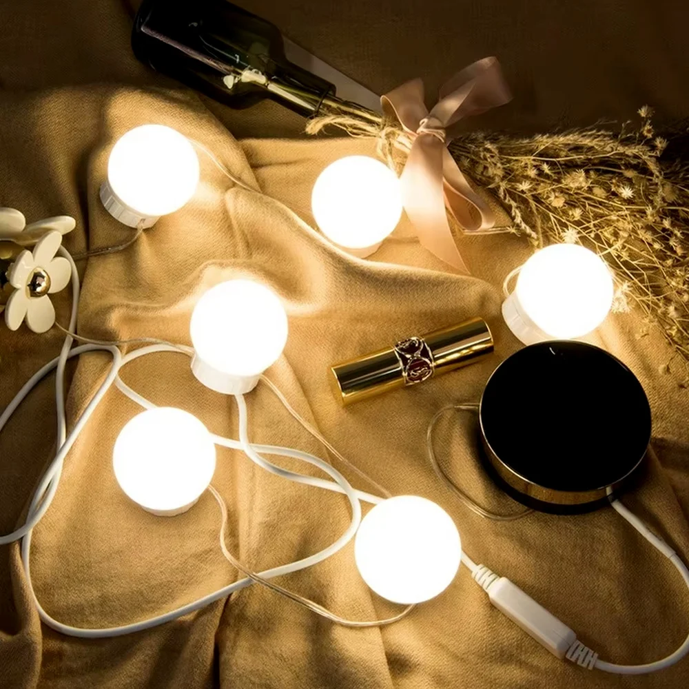 LED Mirror Light 10 Bulbs Vanity Lights USB Bathroom Dressing Table Lighting Dimmable LED Vanity Light For Makeup Mirror 1/set