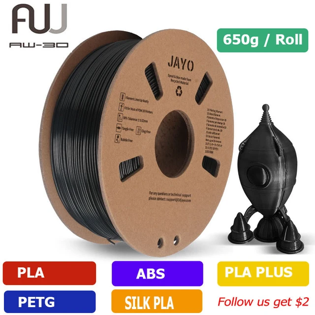 JAYO PLA/PLA PLUS/PETG/SILK/PLA Meta/ABS Filament 1.75MM 5Rolls 3D Printer  100%No Bubble for FDM DIY Gift Material Fast Shipping