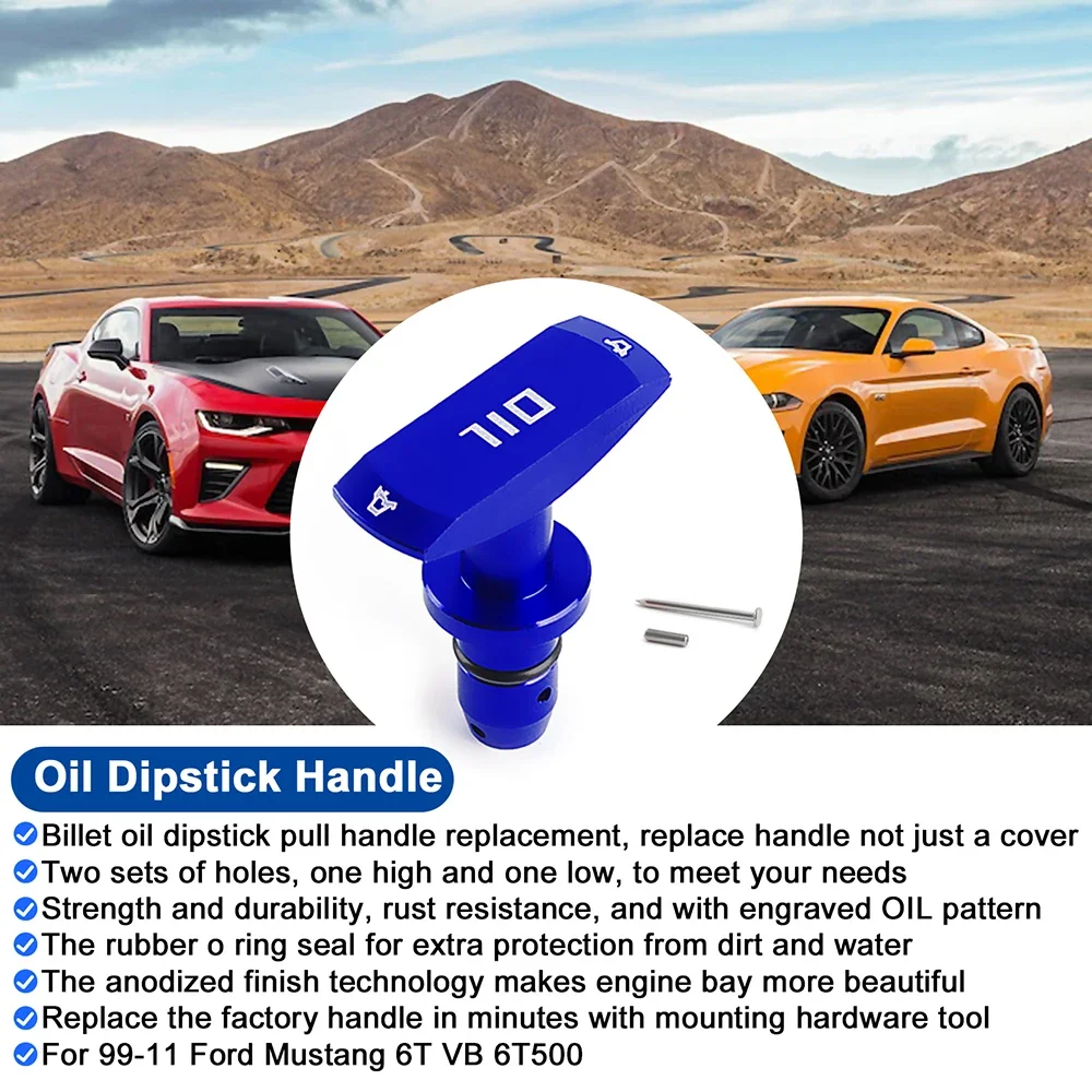 Universal Car Oil Dipstick Pull Handle Engine Oil Pullhandle Aluminum Billet Brand New Automobile Replacement Decoration 4