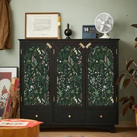 สีเขียวใบและดอกไม้ PVC วอลล์เปเปอร์ Self-กาวฤดูใบไม้ผลิเตาผิงสติกเกอร์กันน้ําห้องน้ํา PVC วอลล์เปเปอร์ตกแต่งบ้าน 1