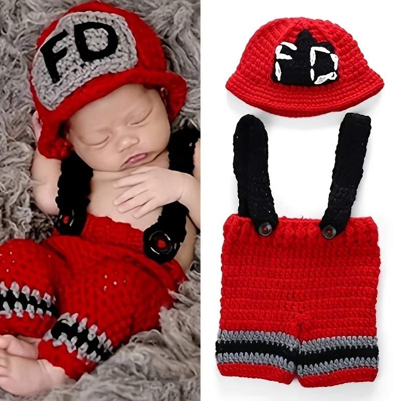 

Newborn Photography Props Fireman Newborn Photography Accessories Cosplay Costumes 0-3M
