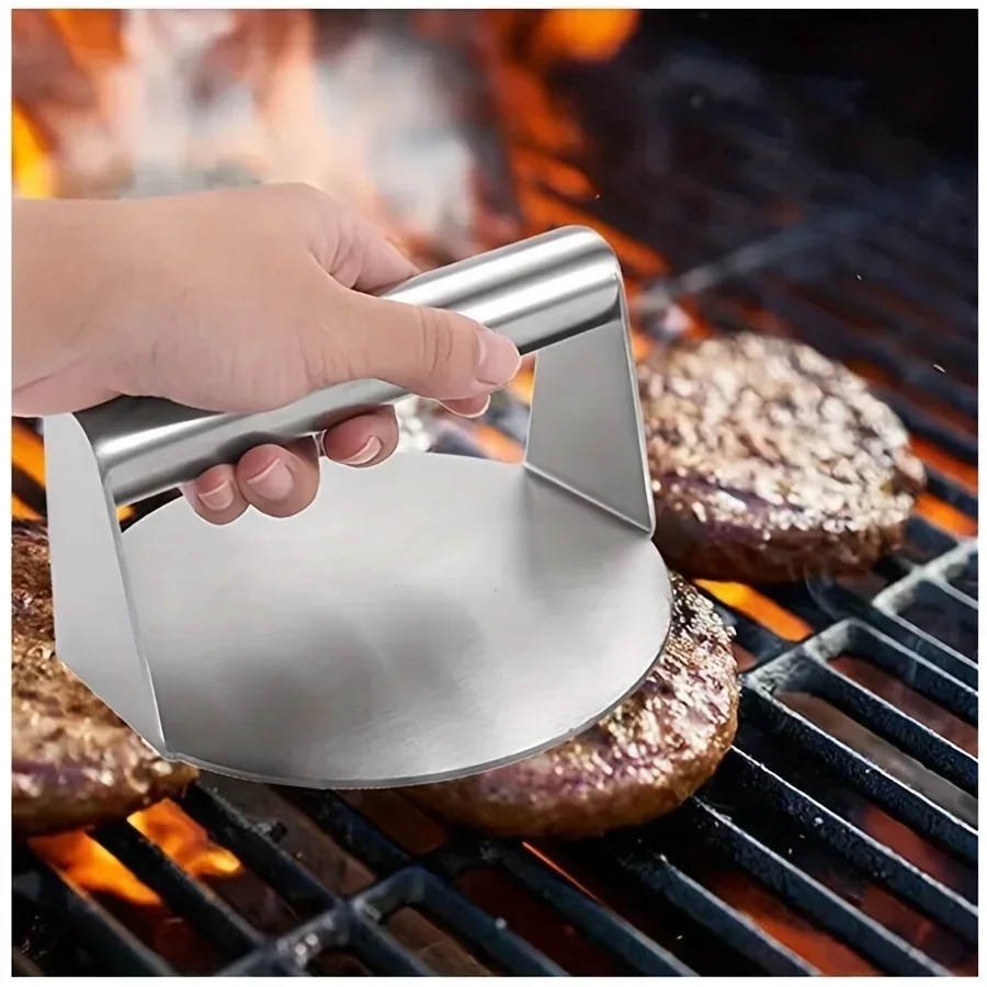 Stainless Steel Smash Burger Press for Perfect Hamburger Patties – Circular Meat Press Mold for Deli Meats & Kitchen Accessories 5
