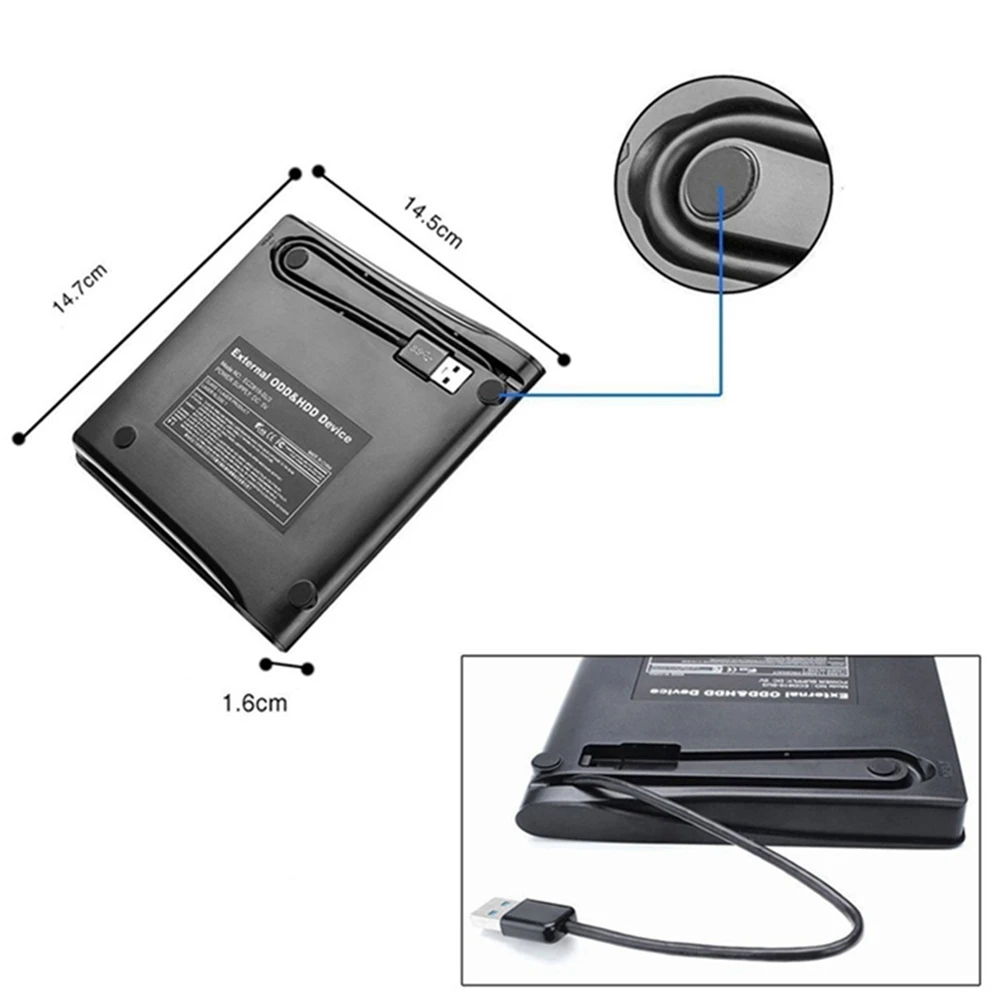 USB 3.0 버너 노트북 데스크탑 외장 광학 드라이브, 윈도우 및 맥 운영체제용, 고속 데이터 전송
