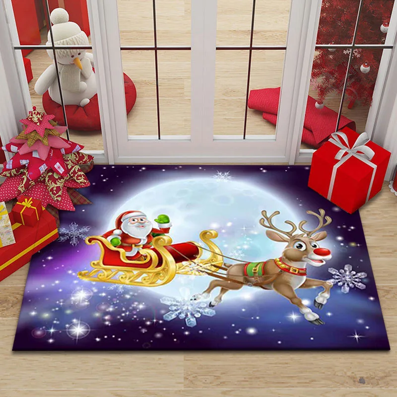 Merry Christmas Santa Claus Home Entrance Decoration Carpet Door Mat Non-Slip Hallway Bedroom Bathroom Mat Living Room Rugs floor mat