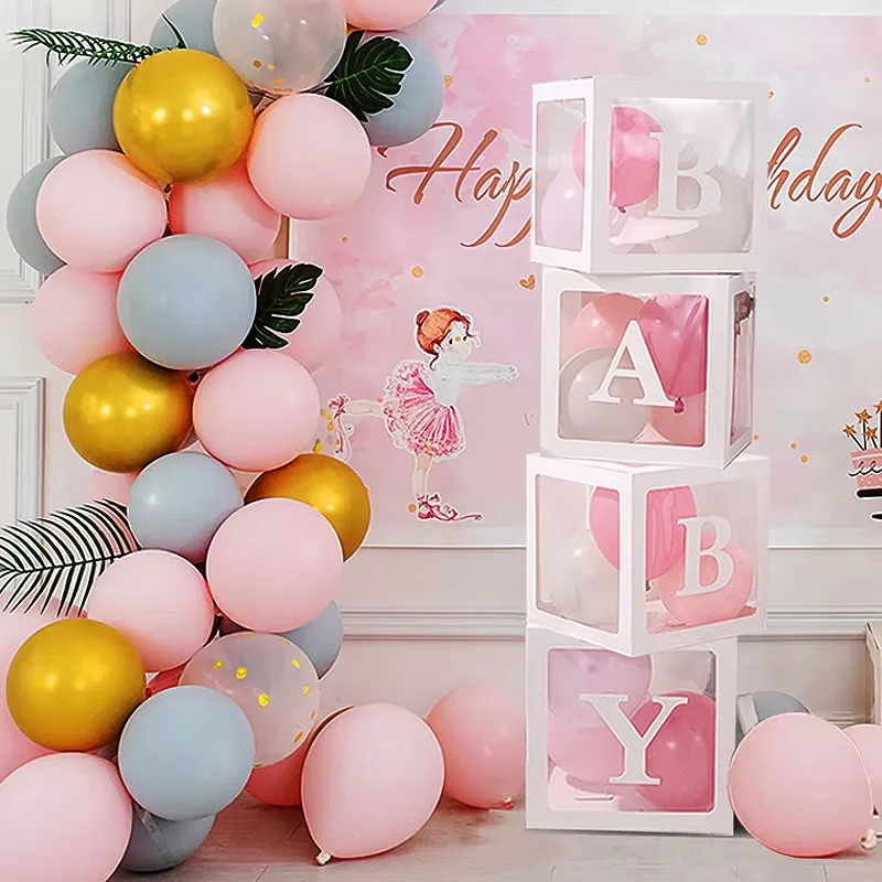 25/30cm Transparent Letter Box Balloon Box Birthday Wedding Custom Name Party Decoration Kids Babyshower Girl Balloon DIY Boxes
