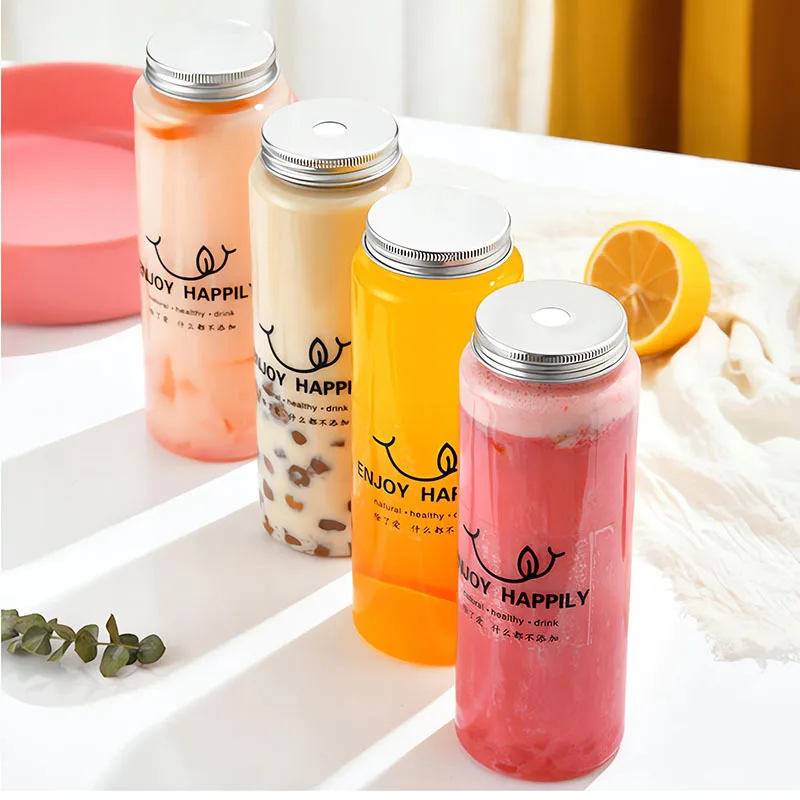 500ml Bubble Tea Bottle Disposable Plastic Juice Bottle Drinking Takeout Beverage Bottles 20pcs/pack plastic cups