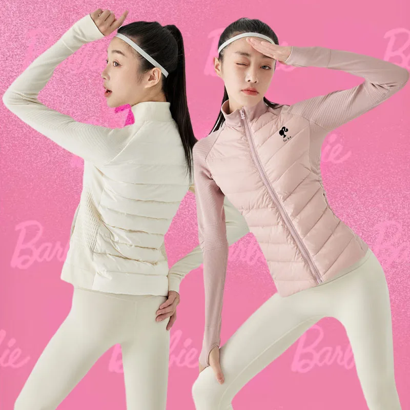 

Winter New Fashion Barbie Down Jacket Cute Beauty Y2K Stand Collar Yoga Outdoor Cycling Lightweight Short Slim Cotton Jacket