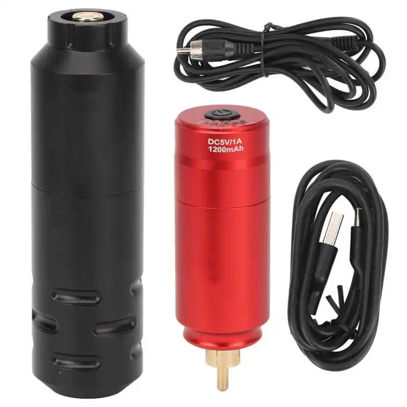 

Black Tattoo Machine Pen Kit Interface Liner Shader Red Tattoo Pen Power Supply Set