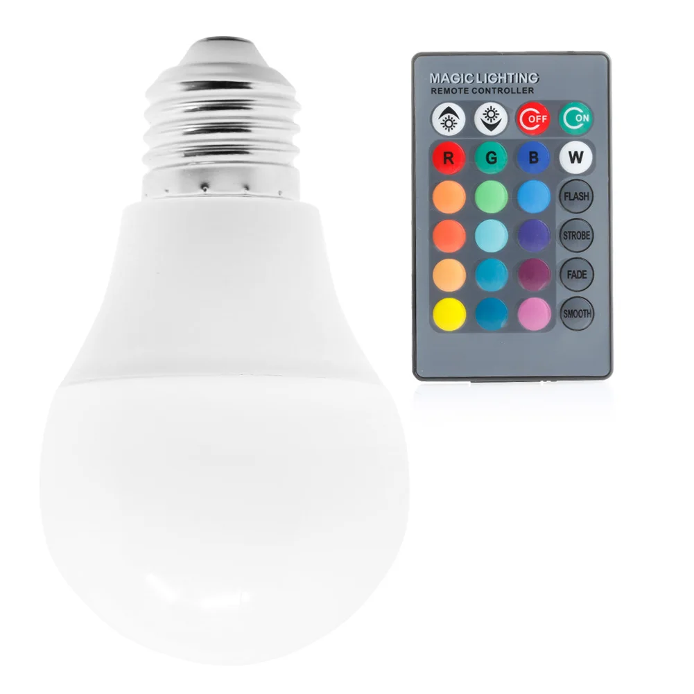 

85-265V 10w / 15W E27 RGB подсветка цвета лампы + пульт дистанционного управления
