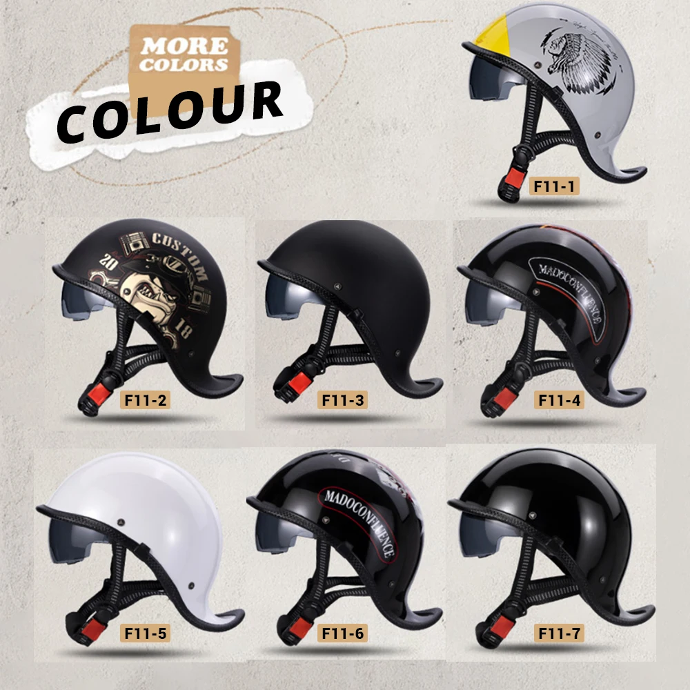 New Retro Helmet Half Face Windshield Motorcycle Helmet HD Visors Capacete De Moto Helmet Men Women Scooter Casco Cycling Helmet