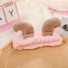 

Cute Women Stretch Hair Band Wash Makeup Mask Headband Children's Coral Fleece Sheep Horn Headdress Cartoon Hair Accessories