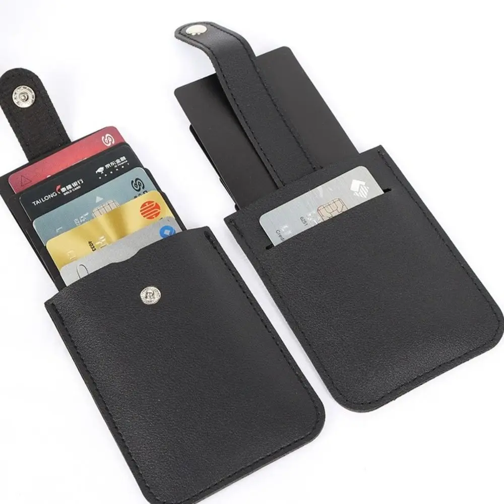 Laminated Concealed Pull-out Business Card Case 5 Card Pockets PU Leather Slim ID Holder Men Women Mini Wallets wallet card holder card holder credit card holder card wallet id card holder business card holder