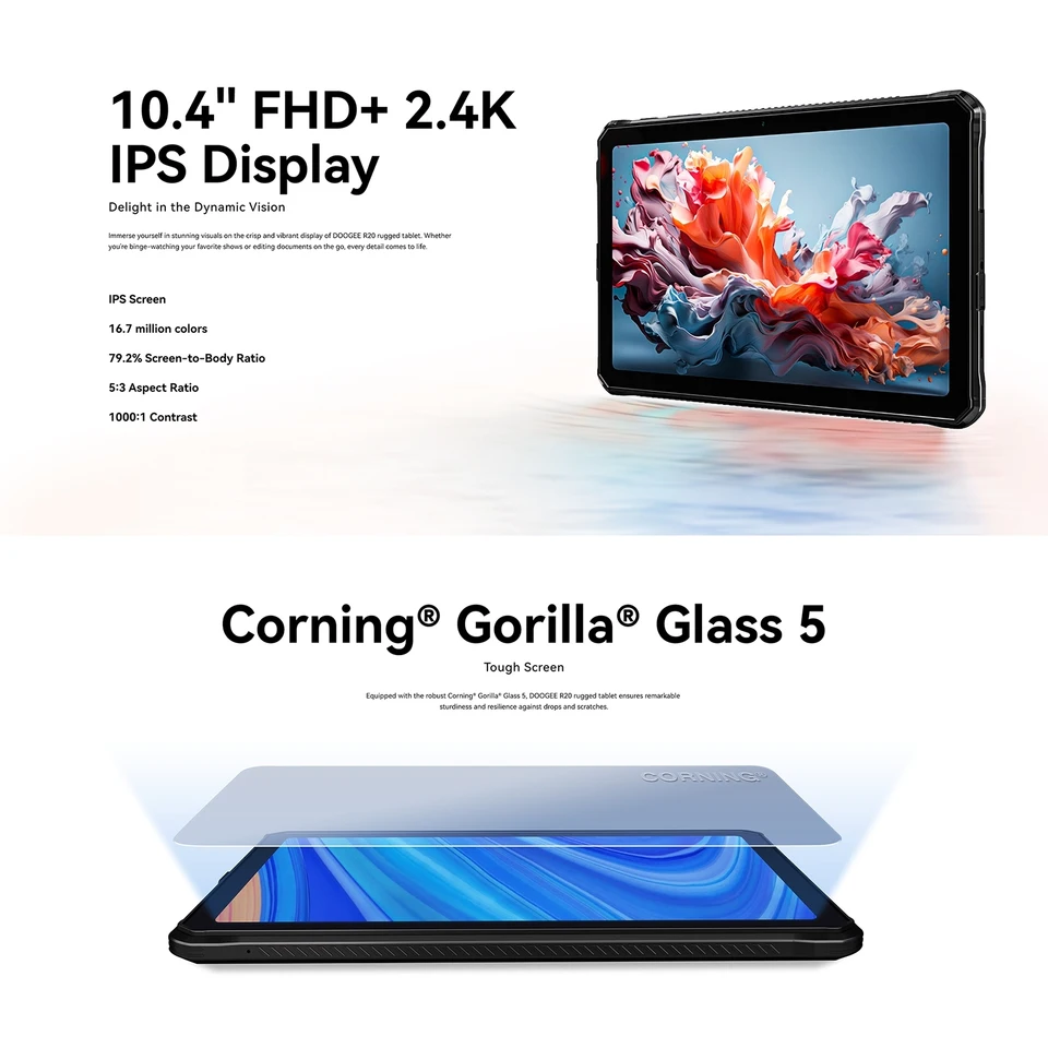 頑丈なタブレットPC DOOGEE-R20,Android 13,デュアルSIM, 4g,Helio g99