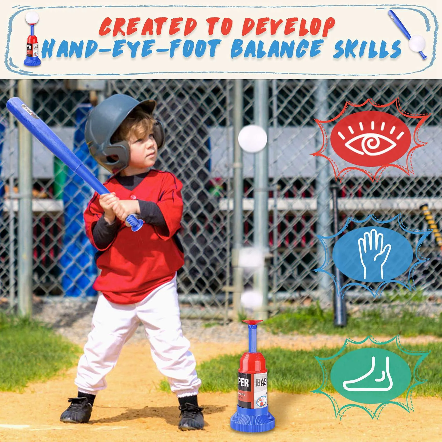 Toddler Toys Set Kids Toys Baseball Tee Ball Set Outdoor Toys for Toddler Boy Toys with Toddler T Ball Set with 6
