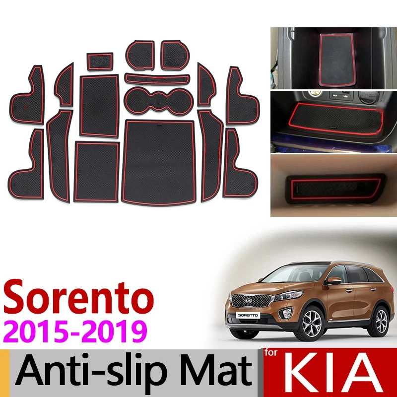

Anti-Slip Gate Slot Mat Rubber Coaster for KIA Sorento 2015 2016 2017 2018 2019 Sorento Prime UM MK3 Accessories Car Stickers