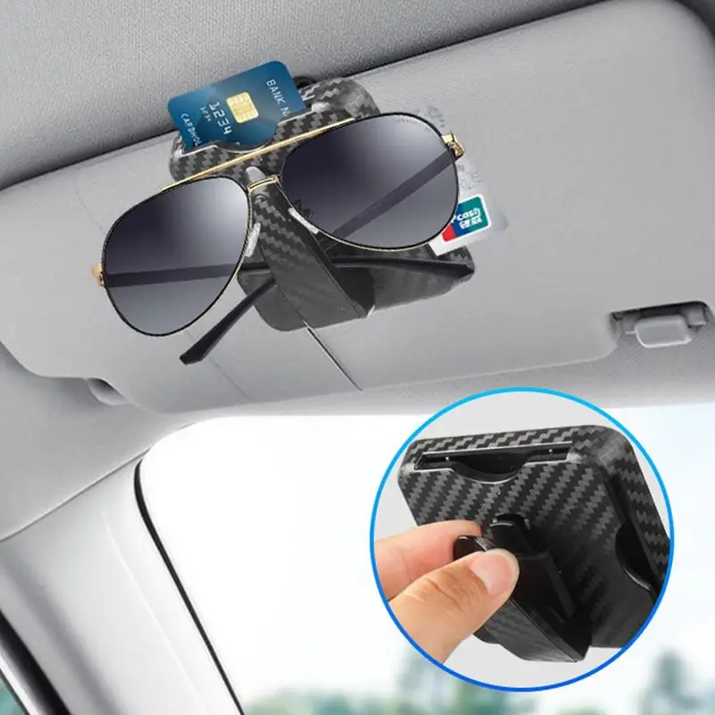 1Pc Car Sun Visor Sunglasses Holder Eyeglasses Clip Black Universal Ticket Card Clamp Fastener Cip Car Glasses Case Portable ABS