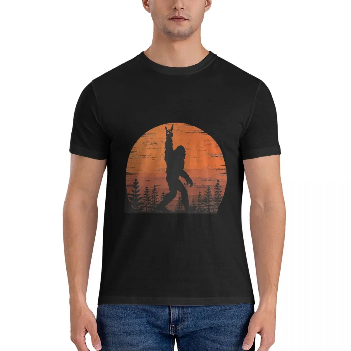 

Retro Bigfoot Rock Roll Shirt Forest Sasquatch Believers Birthday T-shirt Male Fashion Oversized T Shirt Men Summer Shirts Tops