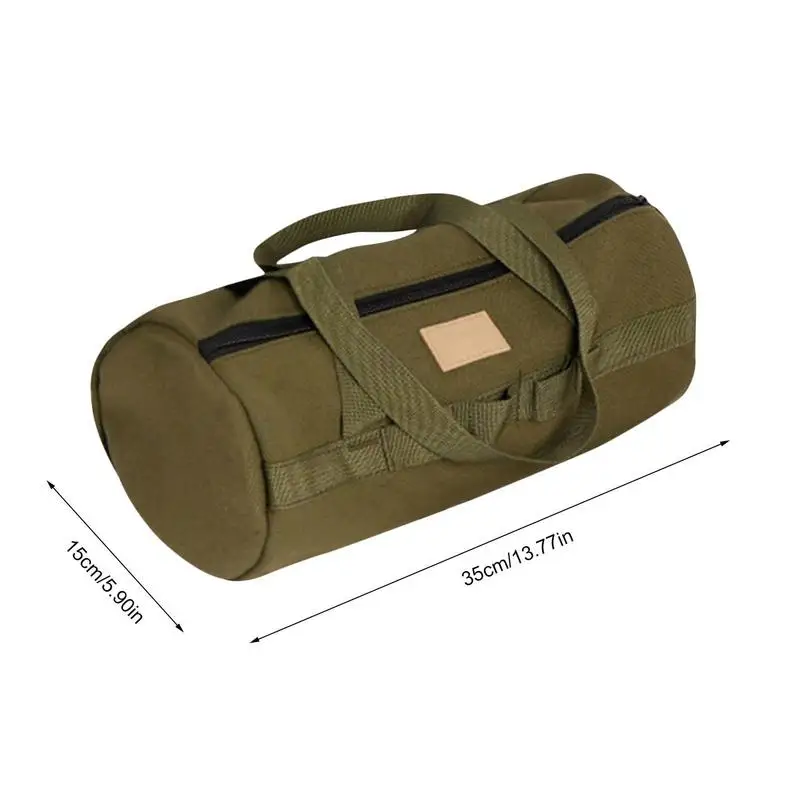 Camping Tent Stakes Bag Large Capacity Canvas Bag Wear-resistant Tool Bag For Large Capacity Cylindrical 11.8 In Peg Bag 6