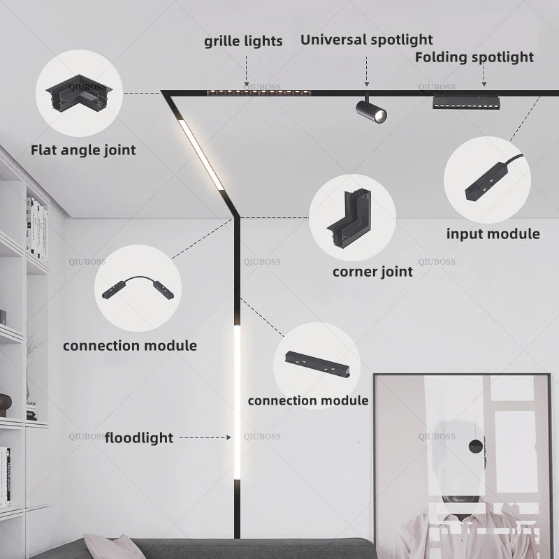 Smart Magnetic Track Rail Light System Modern Flexible Fixture LED Spotlight DC48V Ceiling Indoor Light Smart Home Lamp Living 3