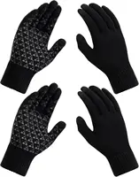 Winter gloves, men's gloves black heated non-slip touch screen with hot soft knit for running, driving and hiking 2