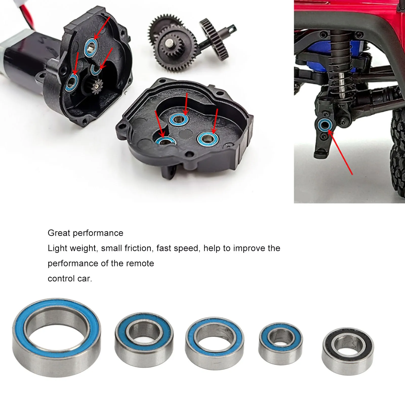 RC 베어링 키트 Traxxas TRX4M 1/18 RC 크롤러 자동차 업그레이드 부품 RC 베어링 용 스테인레스 스틸 볼 베어링 액세서리