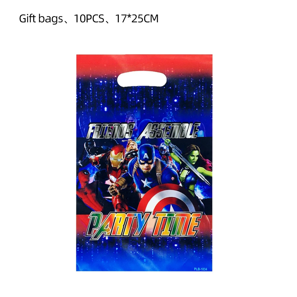 Disney-Avengers Spiderman Plastic Gift Bag para crianças, Decoração do tema do super-herói, festa de aniversário, menino, desenhos animados, 16,5x25cm, 10 pcs, 40pcs