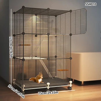 Grande Gabbia per Scoiattoli per Uso Domestico, Specifica per Gerbilli e Petauri dello Zucchero, Lussuosa Villa a Tre Piani, Gabbia per Chinchilla, Nido per Scoiattoli