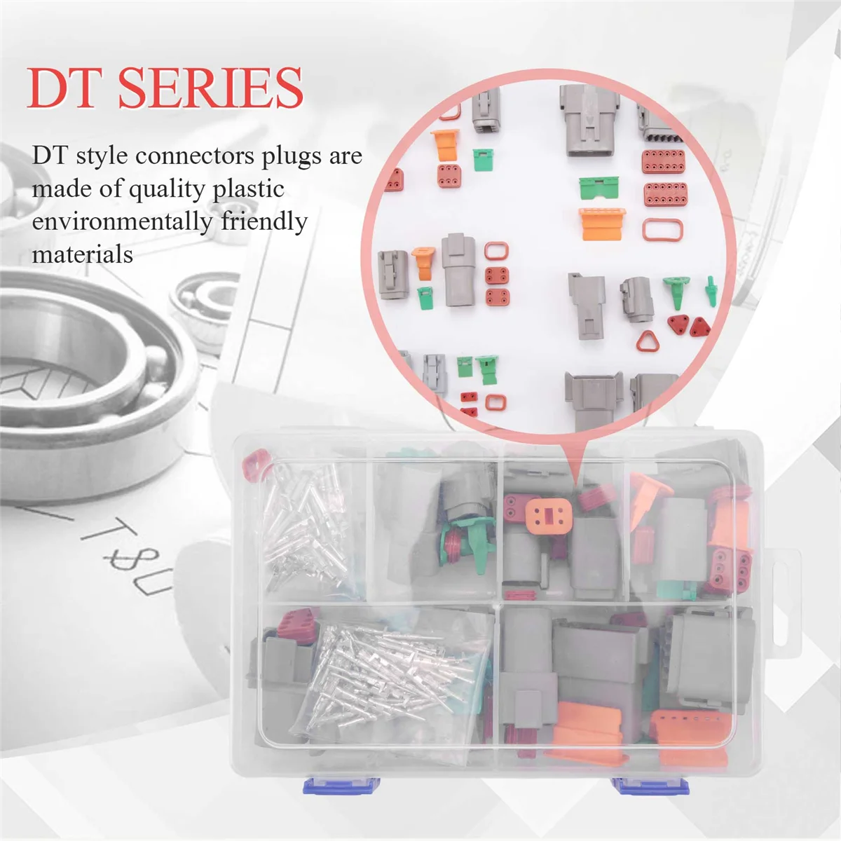 Electrical Wire Connector Plug, 8 Sets 2 3 4 6 8 12 Pin for Deutsch DT Connector Assortment Kit