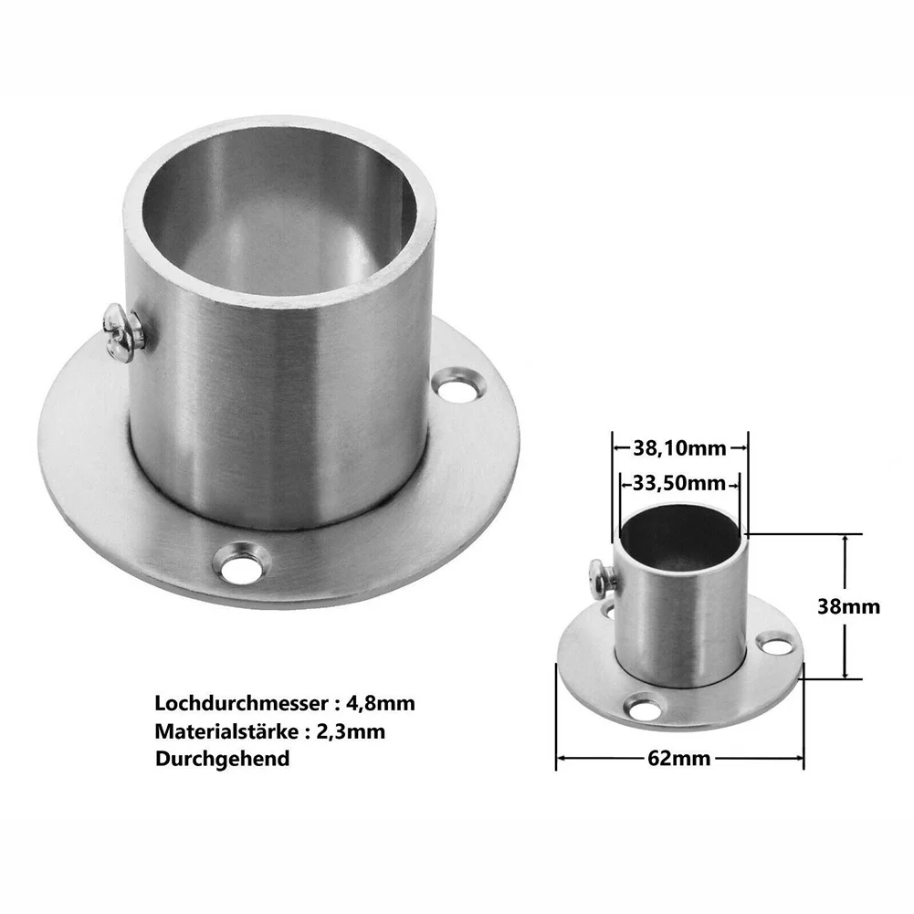 Stainless Steel Flange Bracket for Wardrobe Curtain Cloth Rod Seat Round Connection Tube 19 22 26 33 38 51mm Household Furniture flange connector,wardrobe bracket