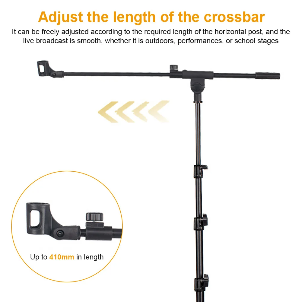 Floor Mic Stand Tripod with Carrying Bag and 2 Mic Clips Microphone Holder Height Adjustable Mic Holder for Singing Performance