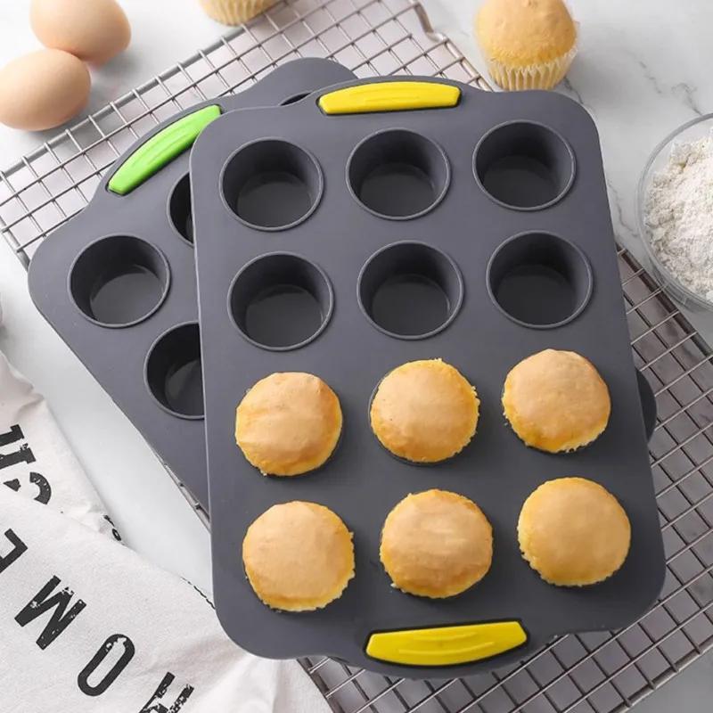 

Food Grade Silicone Round Baking Cookies Mousse Cake Muffin Mold 12 Holes Non-Stick DIY Kitchen Bakeware Tray Baking Tools
