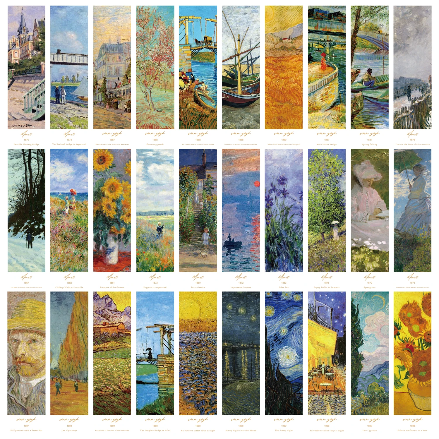 30pcs World Classic Painting Bookmark Retro Oil Painting Decoration Reading Book Page Markings
