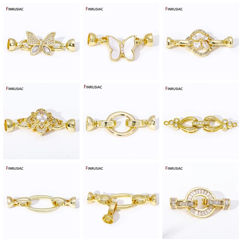 18K vergoldete Zirkon Schmetterling Blume Verschlüsse Verschluss Lock Connector Verschlüsse für DIY Handarbeiten Schmuckherstellung – Detail 2