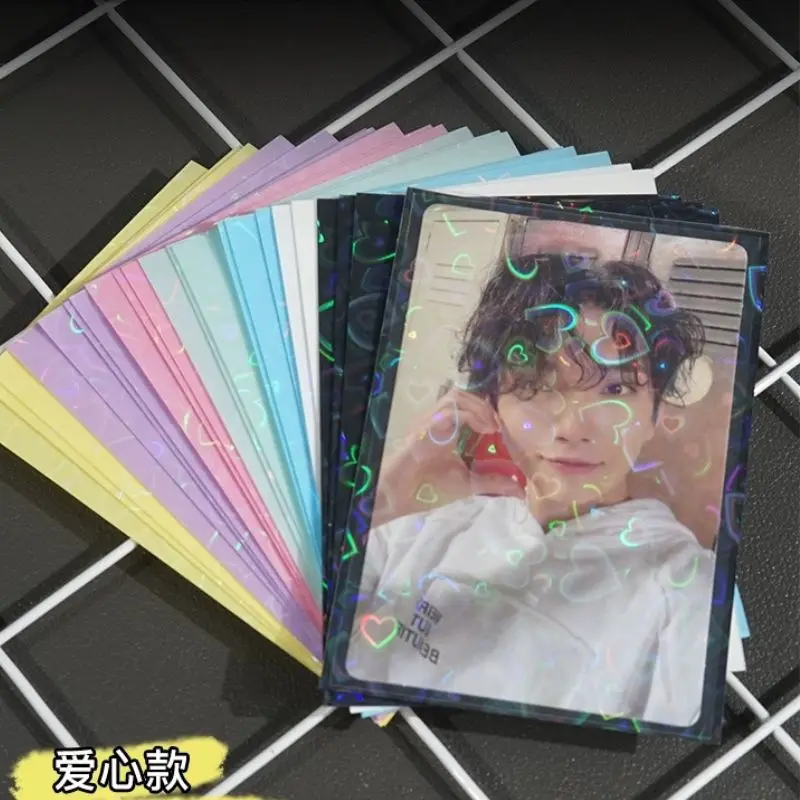 50pcs/pack Glittery Love Heart InsToploader Card Photocard Holder Idol Photo Sleeves Cards Protective Storage Case Card Film 2