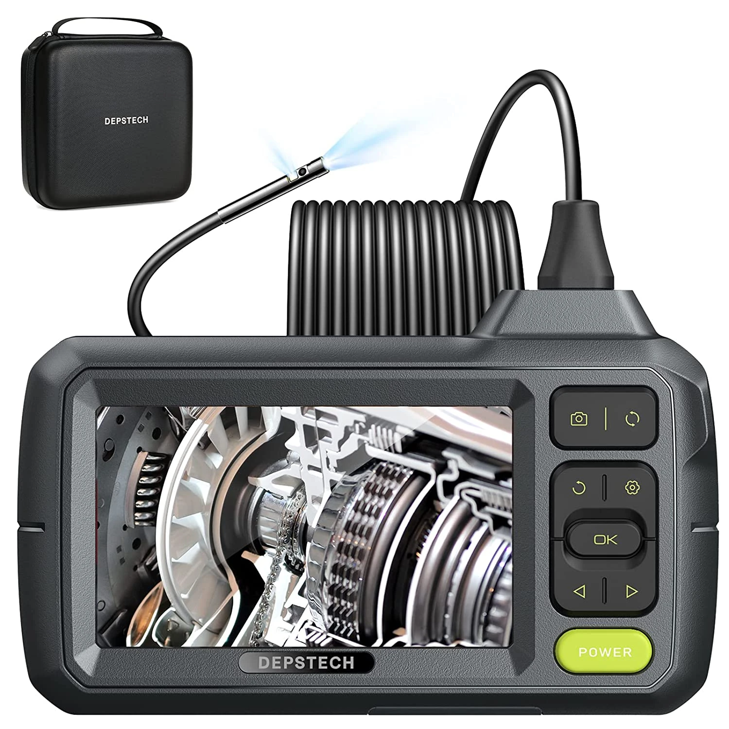 DEPSTECH 1080P 내시경 카메라, 2MP 듀얼 렌즈, 5.5mm, 트리플 렌즈, 8mm, 4.3 인치 스크린, 자동차