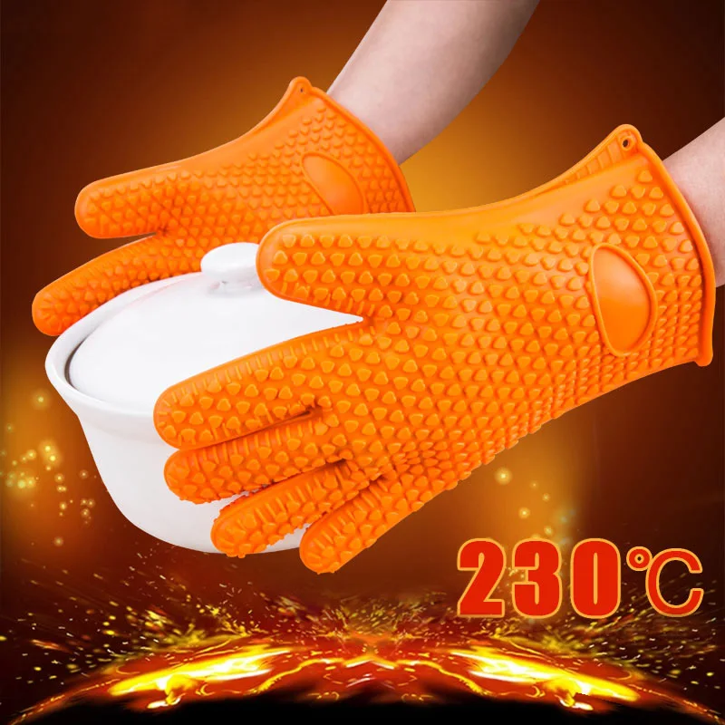 Baking Silicone Microwave Oven Gloves BBQ Grill Gloves Heat Resistant Oven Mitts Kitchen Gadgets