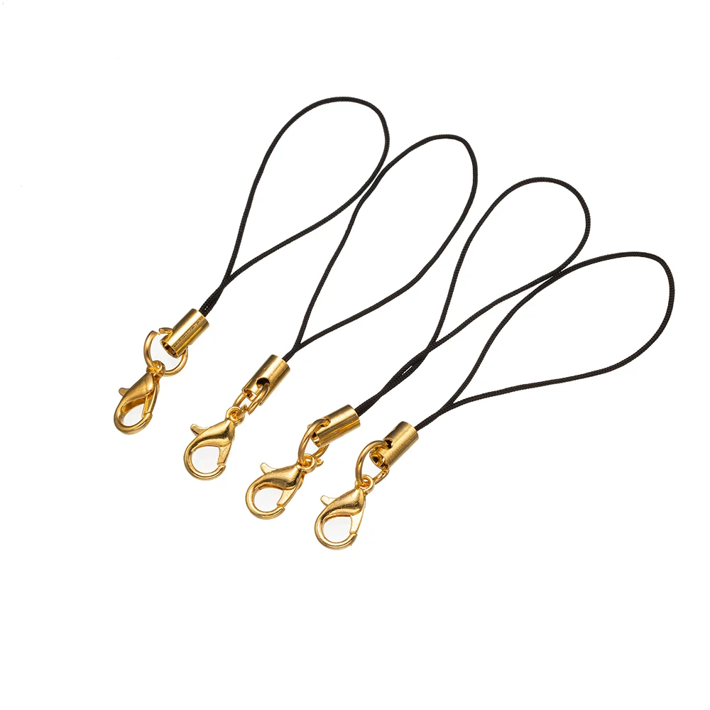 Vibrant Gold/Rhodium Charm Cord with Lobster Clasp for DIY Jewelry and Accessories Crafting - 50pcs