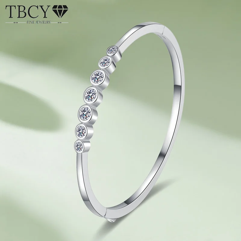 

TBCYD 2.5cttw D Color VVS1 Moissanite Bubbles Bangles for Women GRA Certified S925 Silver Plated 18k Bracelets Fine Jewelry Gift