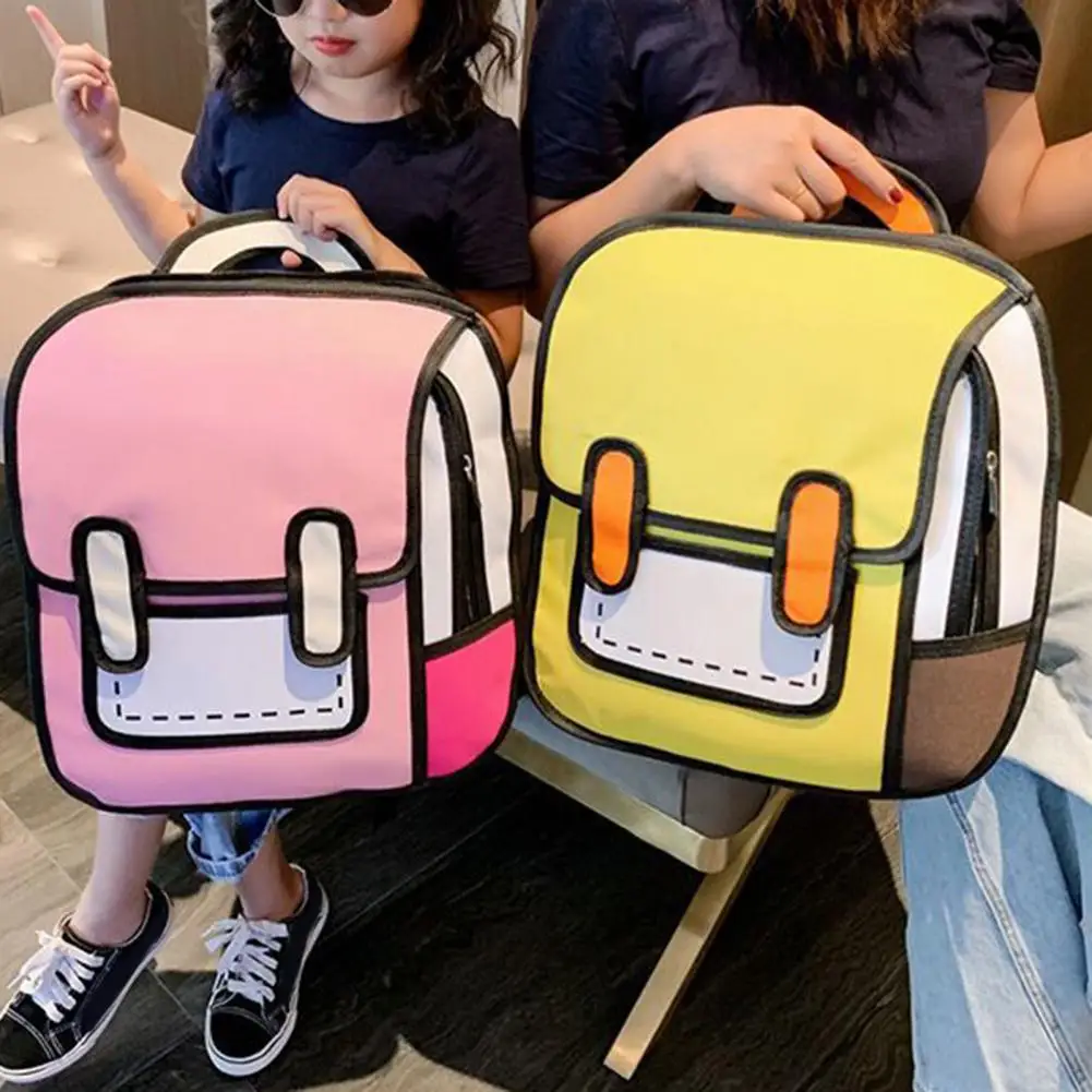 School Bag Waterproof Cute Cartoon Adjustable Strap Smooth Zipper