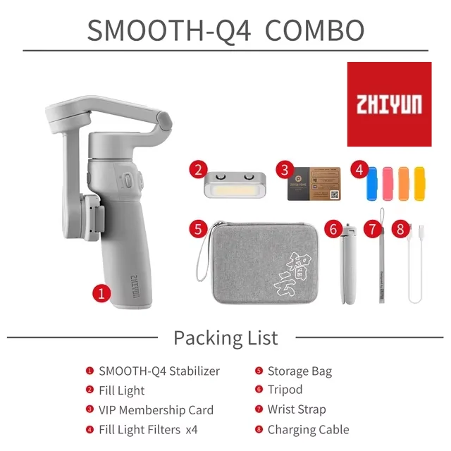 ZHIYUN Smooth Q4 スマートフォンジンバル 3 軸ハンドヘルド