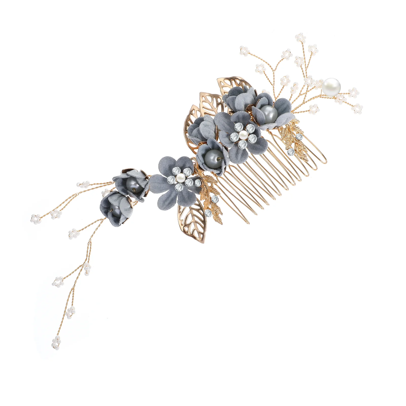 

Beaupretty Rhinestone Bride Wedding Headdress Bride Hair Comb Decoration Fake Flower Hair Comb Headdress