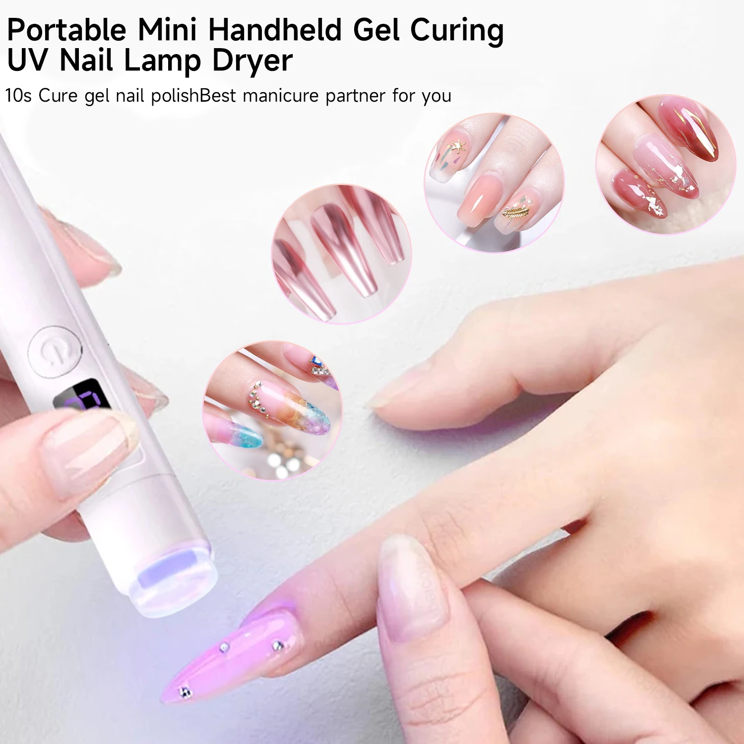 Mini UV LED Lamp for Nails Rechargeable Portable Nail Dryer for Gel Nail Polish with 360° Rotation Magnetic Holder & Display 2