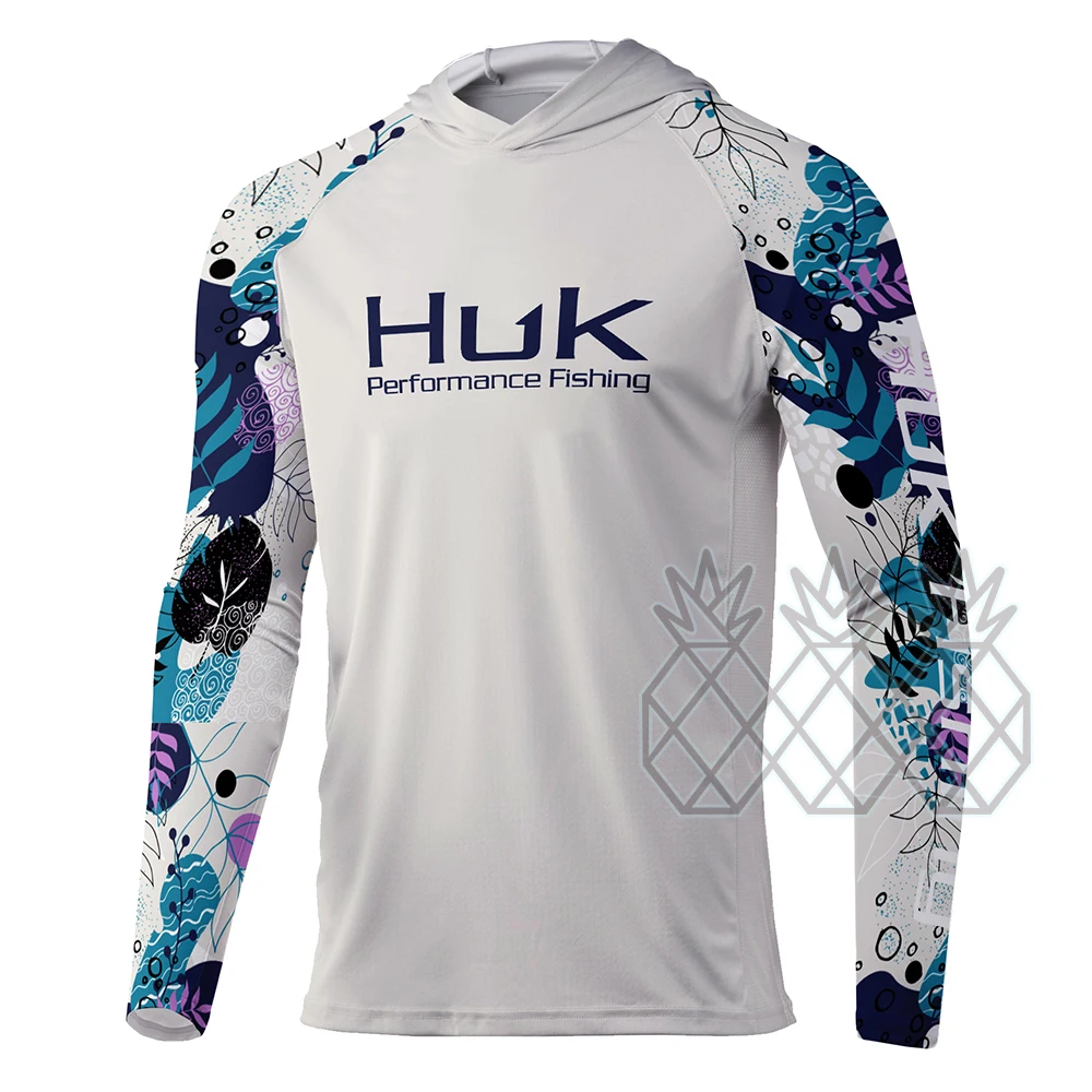 HUK Men Fishing T-Shirts Breathable Quick Dry Sweatshirt Outdoor Long  Sleeve Uv Protection Moisture Performance Fishing Clothing