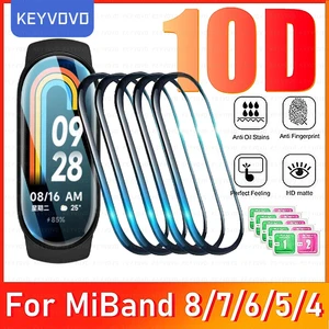 обновление 10D пленка стекло для Xiaomi Mi Band 8 7 6 5 4 экран протектор Miband Smart Watchband полный защитный чехол HD закаленное стекло ремешок браслет Протектора экрана