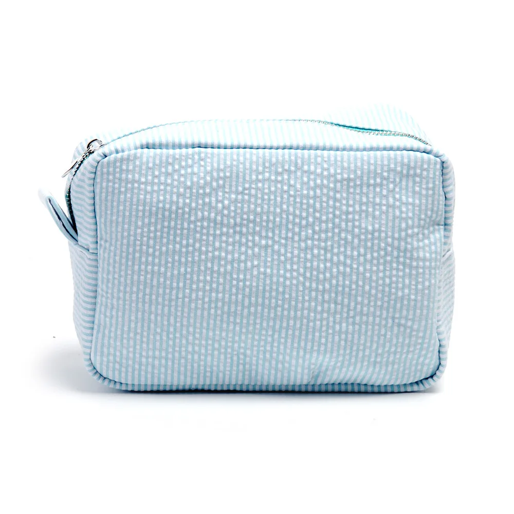 Embroidered Seersucker Cosmetic Bag Custom Name Women's Travel Toiletry Bag Personalized Stripe Gift Handbag Purse Bag for Lady 7 S5f34a7cff29041d080a6d2328e2e4c22a