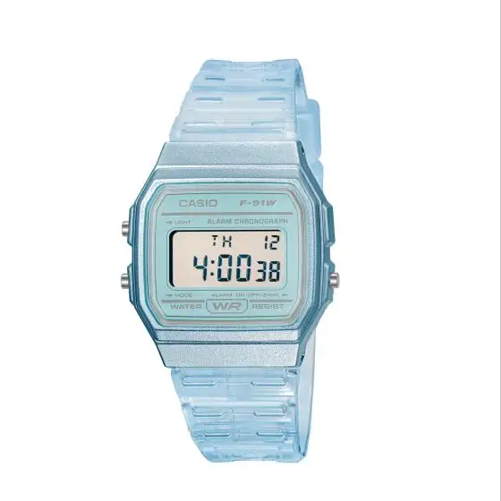 Casio F‑91WS Series Transparent Digital Watch LED Light Alarm Wate